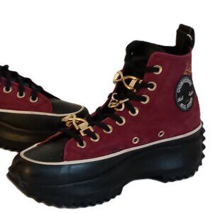 Converse Run Star Hike Platform Ox Sneakers Bordeaux with Gold Women’s Size 8
